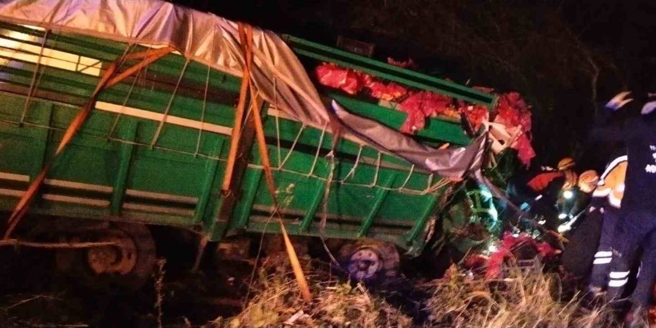 Sebze Yüklü Kamyon Devrildi: 1 Yaralı