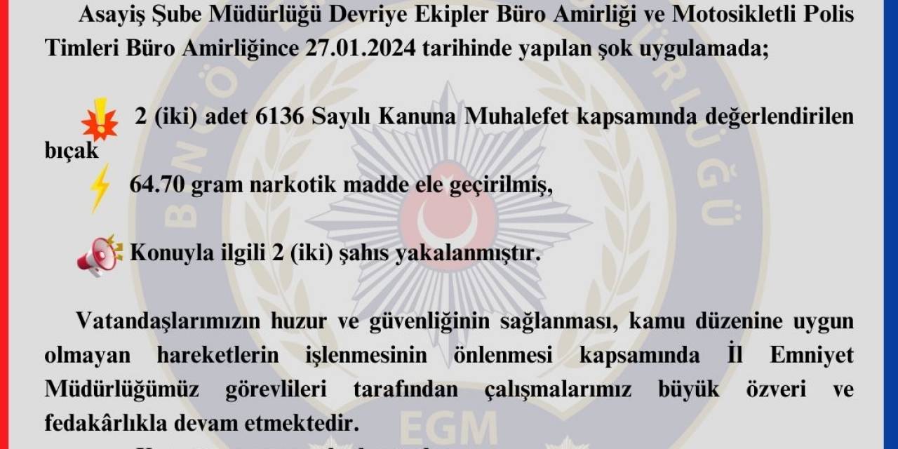 Bingöl’de Şok Uygulaması: 2 Gözaltı