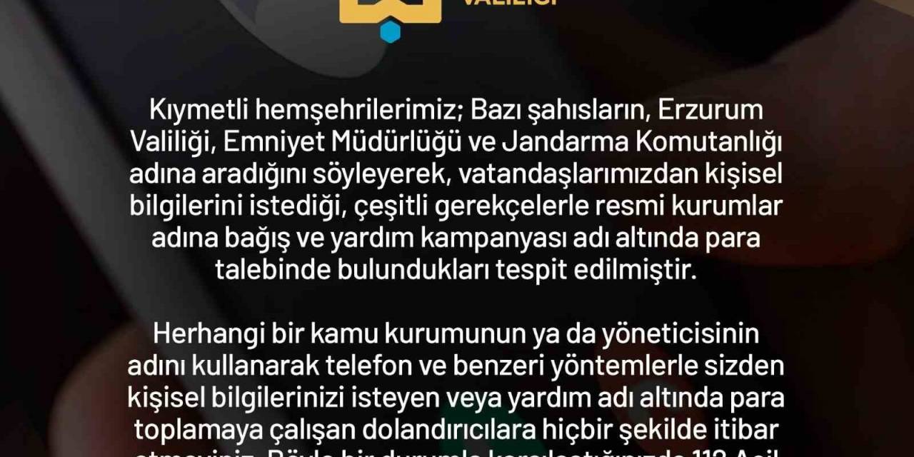 Valilikten Vatandaşlara Dolandırıcı Uyarısı