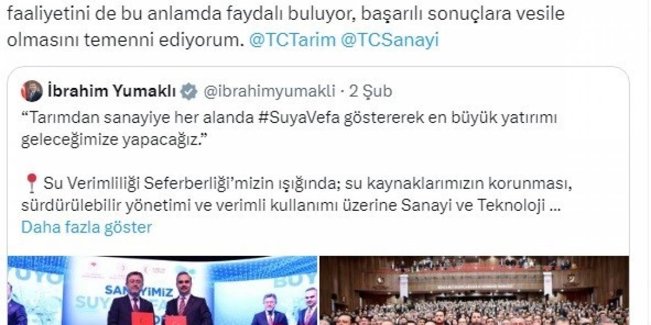 Emine Erdoğan "sanayide Su Verimliliği İş Birliği Protokolü"nün Hayırlı Olmasını Diledi