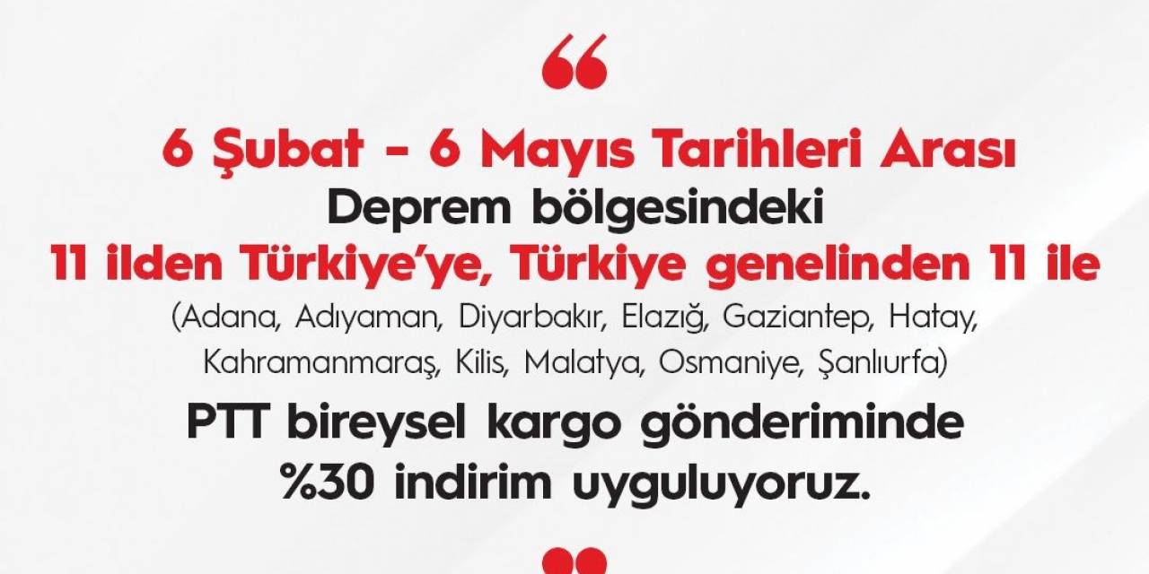 Depremzedelere Bireysel Kargo Gönderisinde İndirim