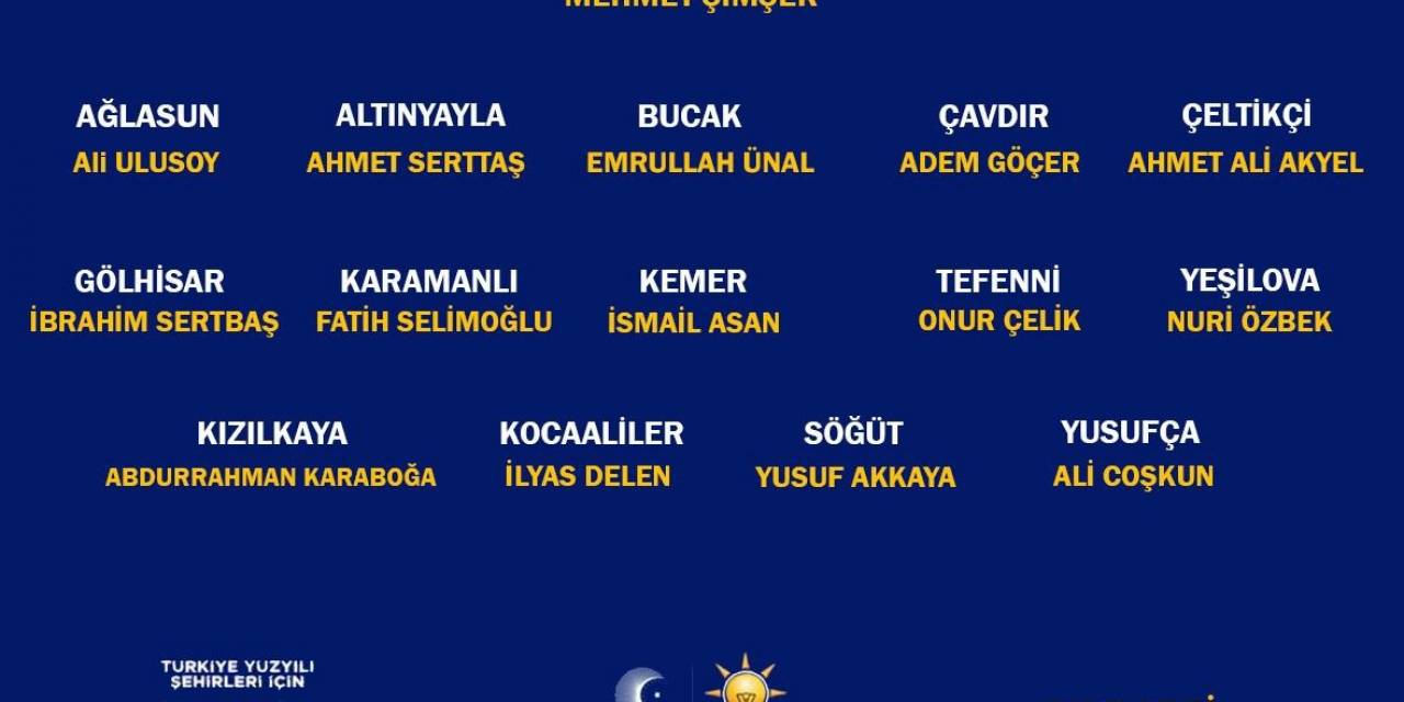 Burdur’da Ak Parti İlçe Belediye Başkan Adayları Belli Oldu