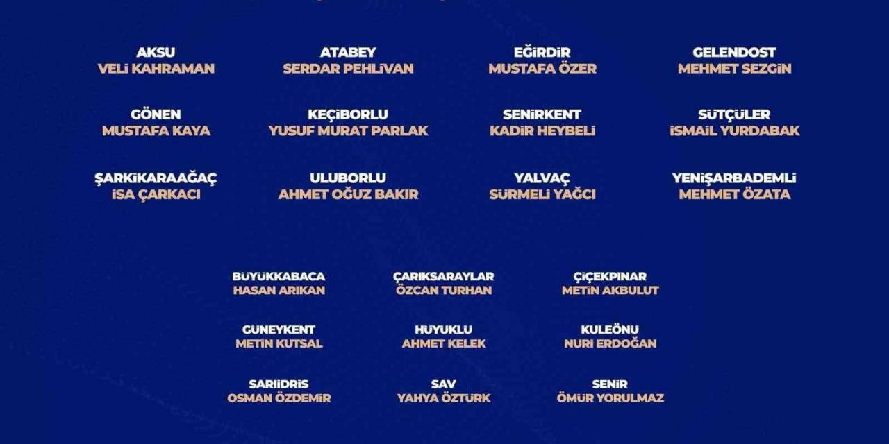 Isparta’da Ak Parti İlçe Belediye Başkan Adayları Belli Oldu