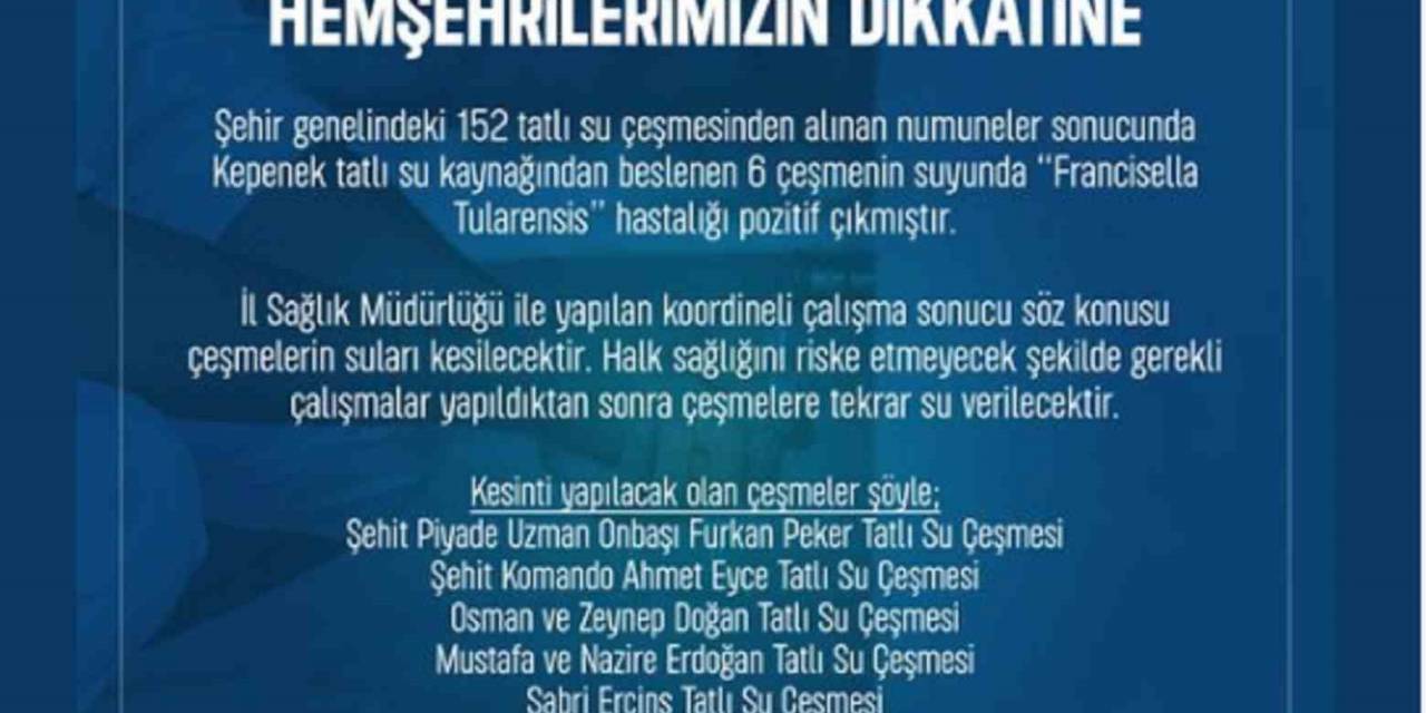 Temiz Sanılan Sular Kirli Çıktı, Belediye O Çeşmeleri Kapatma Kararı Aldı
