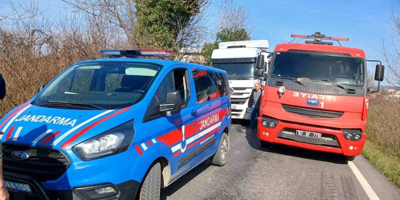 Alaplı’da İki Tır Kafa Kafaya Çarpıştı