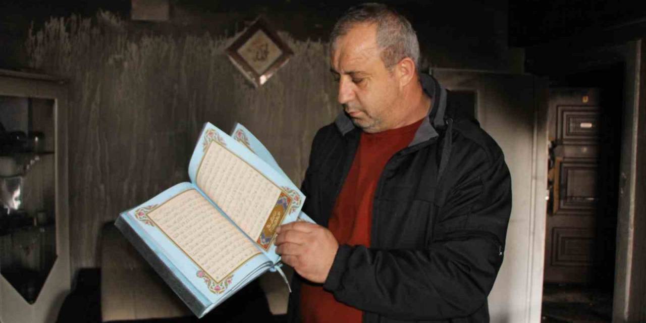 Amasya’da Küle Dönen Daireden Geriye Sadece Kur’an-ı Kerim Kaldı