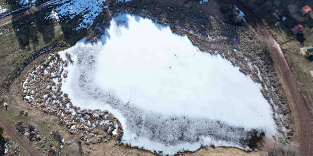 Kar Yağmayan Sivas’ta Göl Buz Tuttu