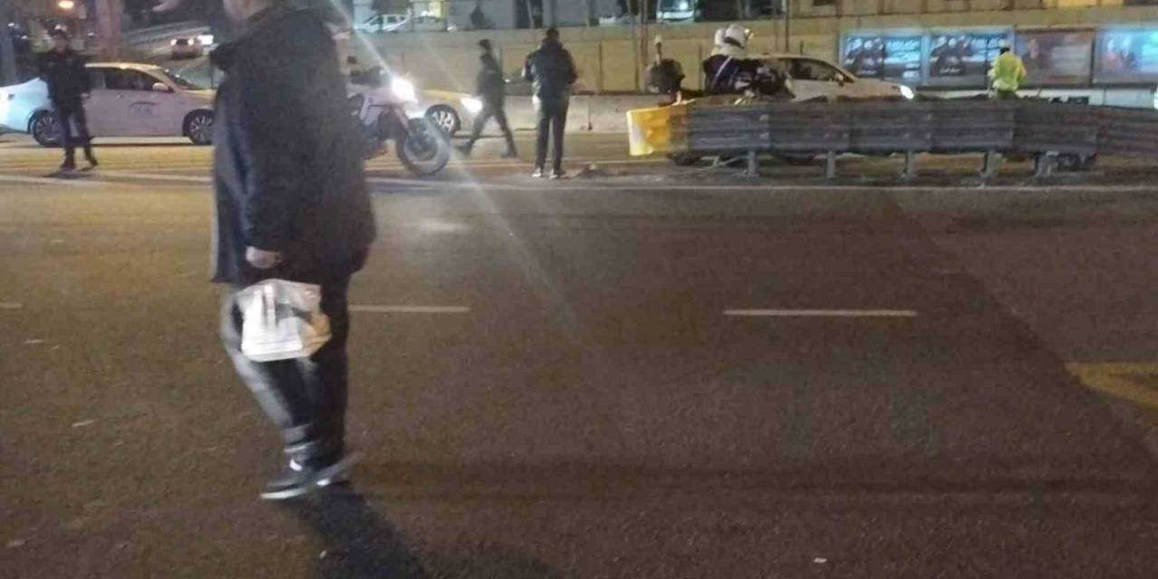 Kadıköy D100’de Bir Şahsa Önünü Kesmeye Çalıştığı Otomobil Çarptı