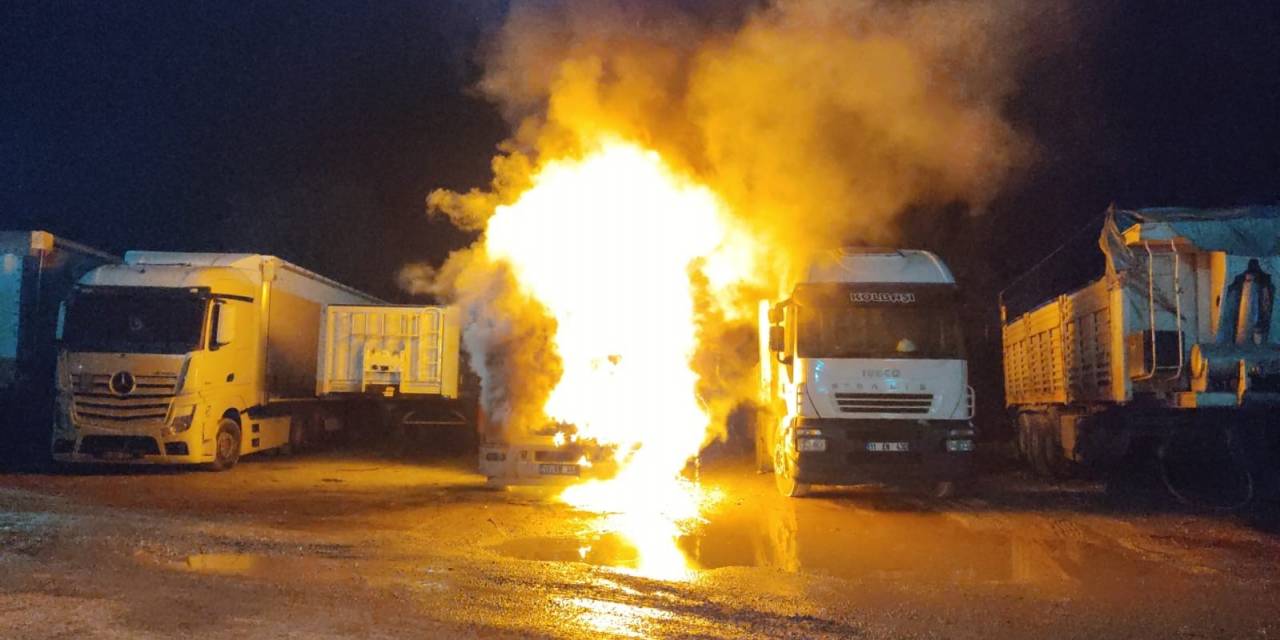 Park Halindeki Tır Alev Alev Yandı