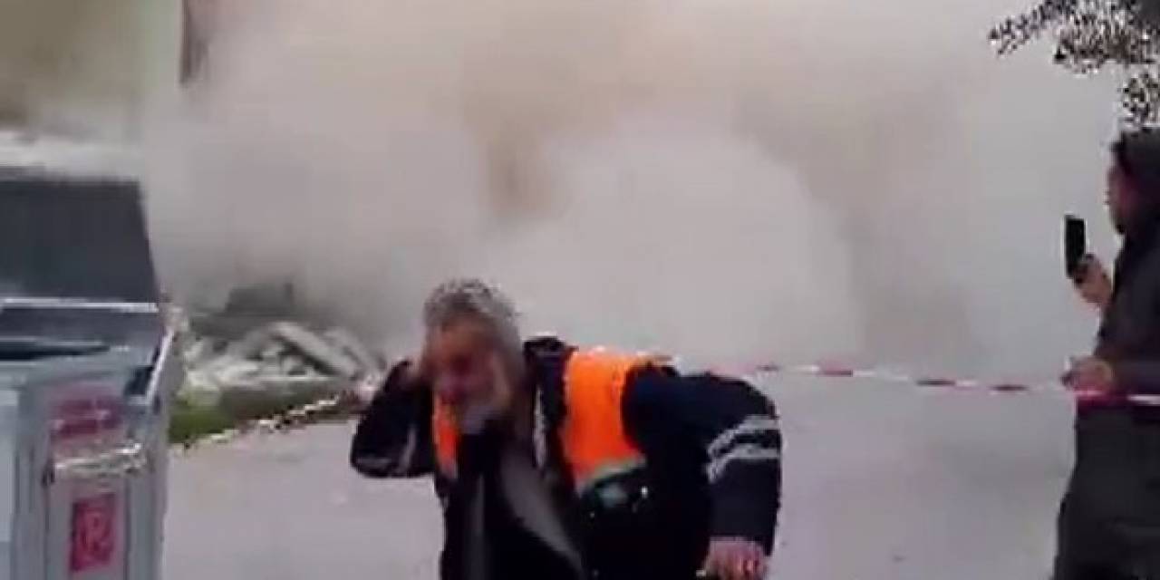 6 Katlı Binanın Yerle Bir Olmasıyla Yaşanan Panik Kamerada