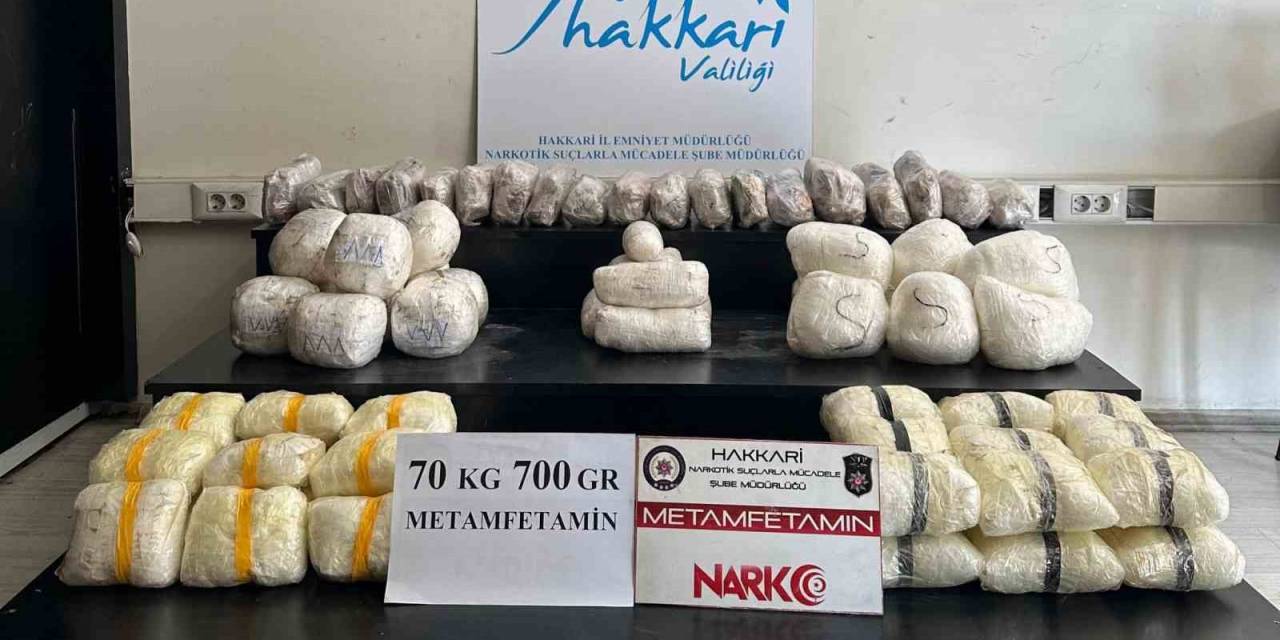 Yüksekova’da 70 Kilo 700 Gram Metamfetamin Ele Geçirildi
