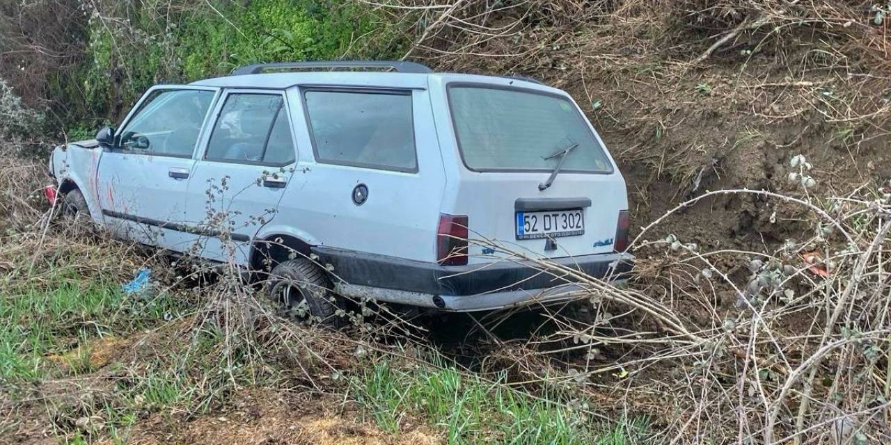 Otomobil Şarampole Yuvarlandı: 2 Yaralı