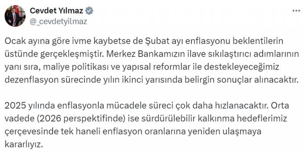 Cumhurbaşkanı Yardımcısı Yılmaz: “Destekleyeceğimiz Dezenflasyon Sürecinde Yılın İkinci Yarısında Belirgin Sonuçlar Alınacaktır”