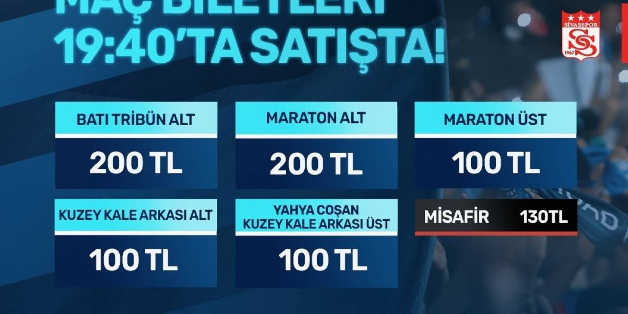 Adana Demirspor - Sivasspor Maçının Biletleri Satışa Çıktı