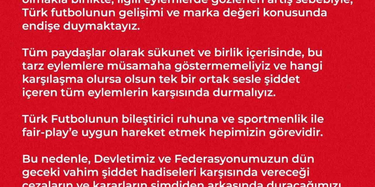 Samsunspor: “Türk Futbolunun Gelişimi Ve Marka Değeri Konusunda Endişe Duymaktayız”