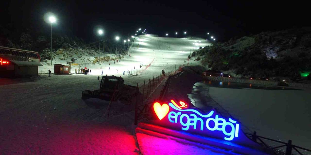 Erzincanlıların İftar Sonrası Aktivitesi Ergan’da Gece Kayağı Oldu