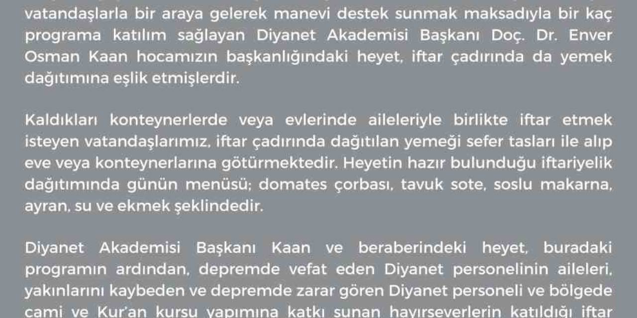"Depremzedeye Makarna" Haberine Diyanet İşleri Başkanlığı’ndan Sert Yanıt