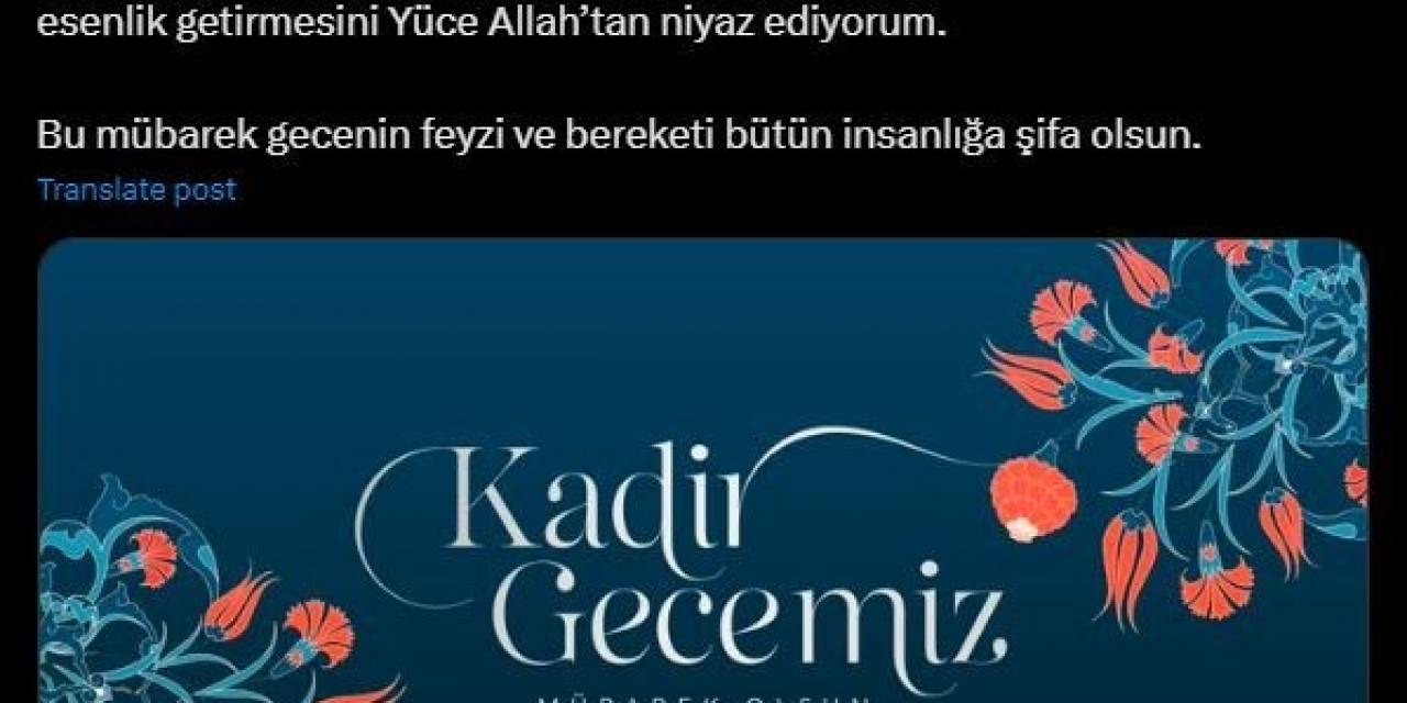 Emine Erdoğan’dan Kadir Gecesi Mesajı