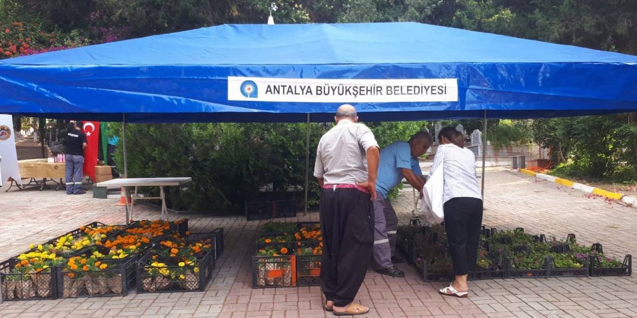 Büyükşehir, Kabir Ziyareti Yapan Vatandaşlara Çiçek Dağıttı