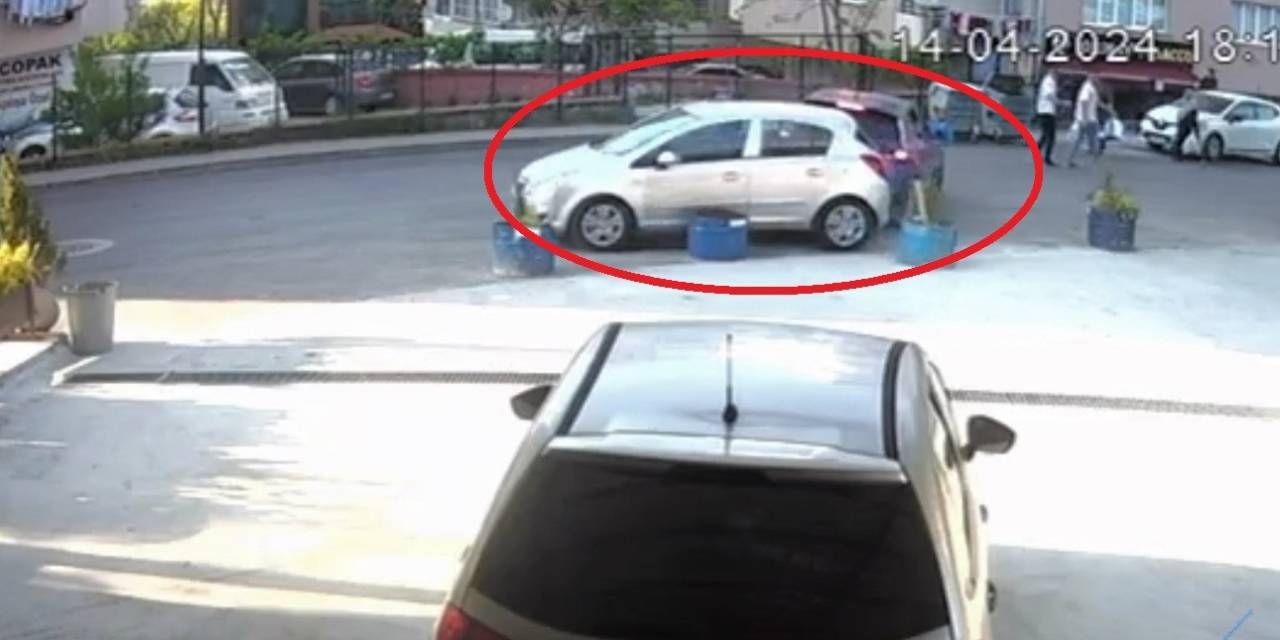 Geri Viteste Unuttuğu Aracıyla Kaza Yaptı, O Anlar Kamerada