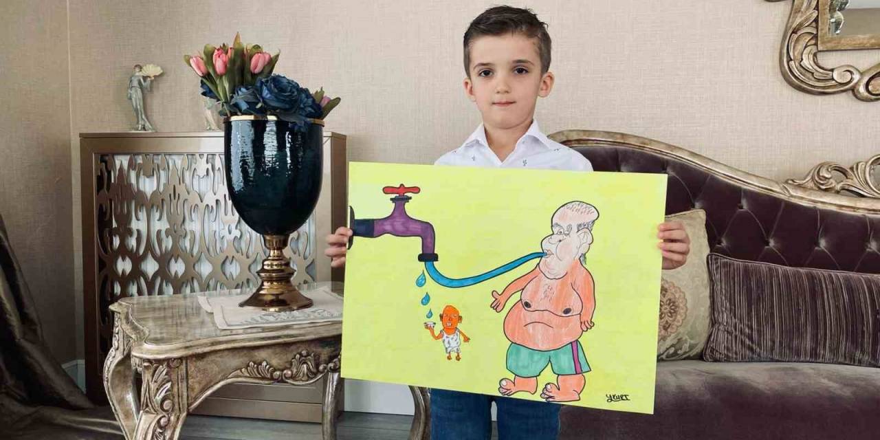 Kahramanmaraş’ta 7 Yaşındaki Minik Karikatürist İl Birincisi Oldu