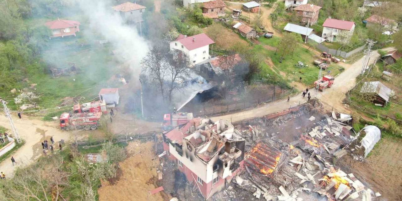 Köyde Çıkan Yangında Çok Sayıda Yapı Küle Döndü, 4 Hayvan Telef Oldu