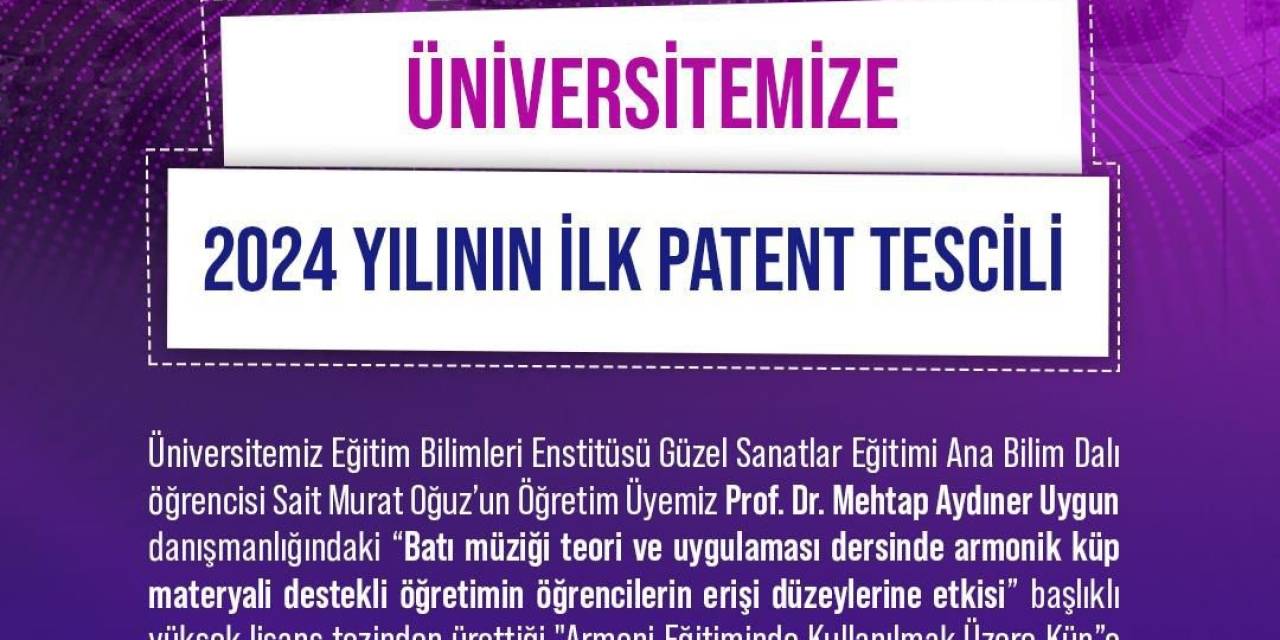 Niğde Ömer Halisdemir Üniversitesi 2024 Yılının İlk Patenti Türk Patent Kurumu Tarafından Tescil Edildi