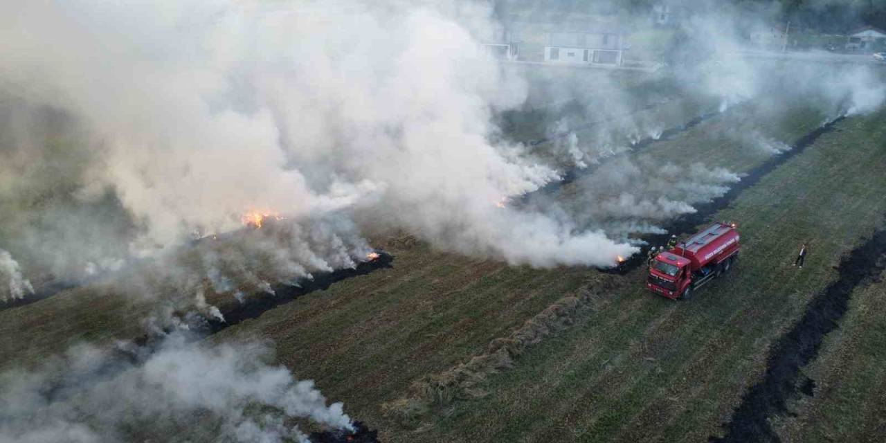Anız Yangını Eve Sıçramadan Söndürüldü