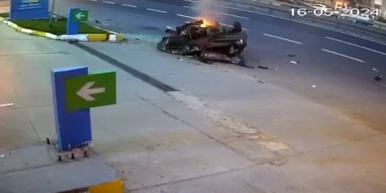 Büyükçekmece’de Takla Atıp Yanan Araba Olayına İlişkin Yeni Görüntüsü Ortaya Çıktı