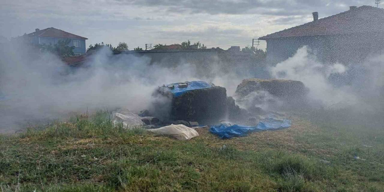 Alaca’da Saman Balyaları Alev Alev Yandı