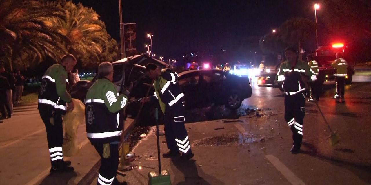 Kartal’da Aşırı Hız Yapan Sürücü Park Halindeki Araçlara Çarptı: 1 Yaralı