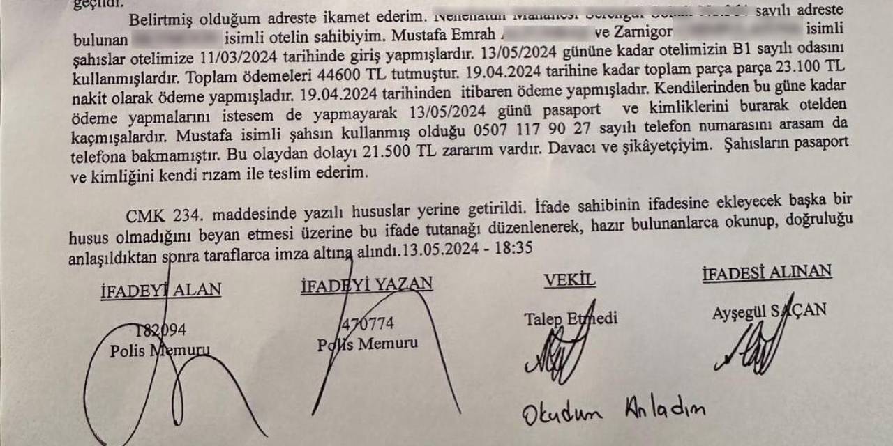 Arnavutköy’de Otelde İlginç Olay: Günlerce Konakladı Parasını Ödemeden Kaçtı