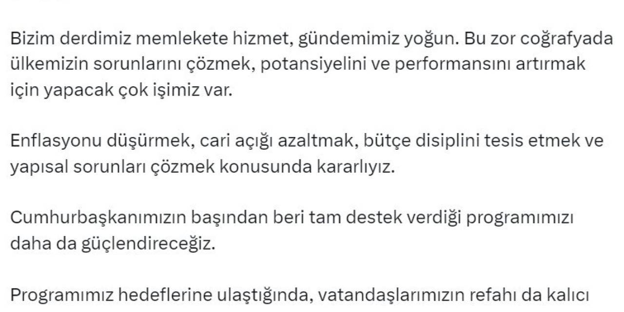 Bakan Şimşek: "Politikalarımız İle İlgili Bizden Duymadığınız Hiçbir Haber Veya Söylentiye Lütfen İnanmayınız"