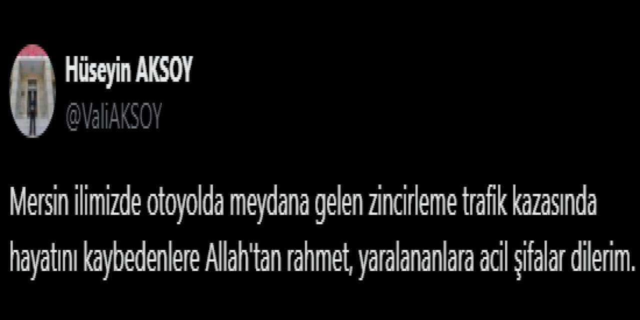 Eskişehir Valisi’nden Mersin’deki Kazayla İlgili Taziye Mesajı