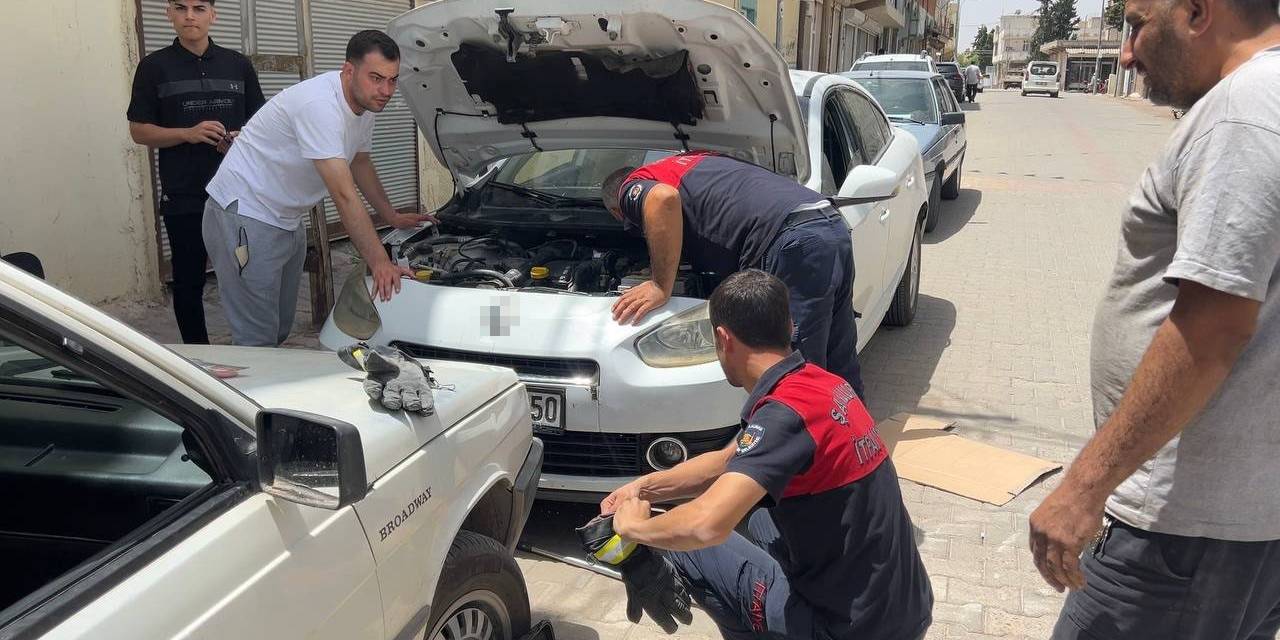 Otomobilin Motor Kısmına Giren Kedi Kurtarıldı