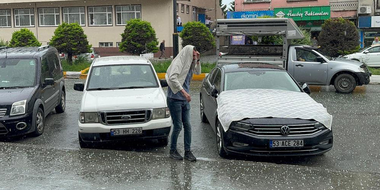 Rize’de dolu yağışı