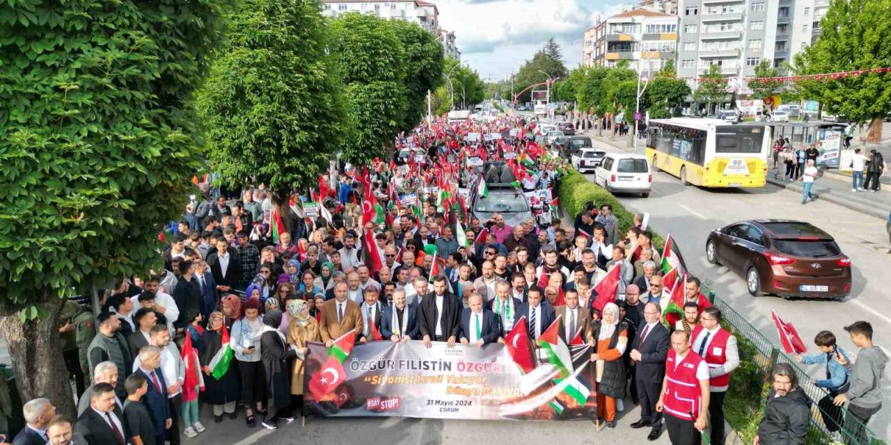 Çorum’da Binlerce Kişi Özgür Filistin İçin Yürüdü