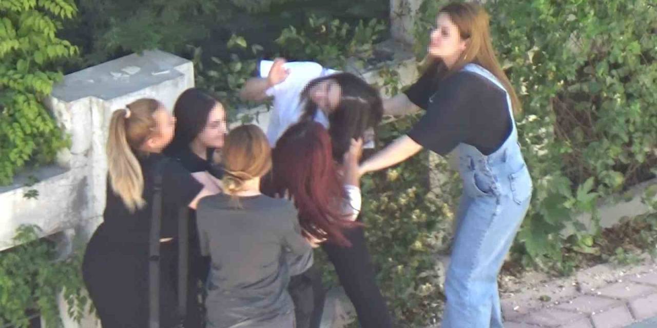 Elazığ’da Kızlar Saç Saça Baş Başa Birbirine Girdi, Erkekler İzledi