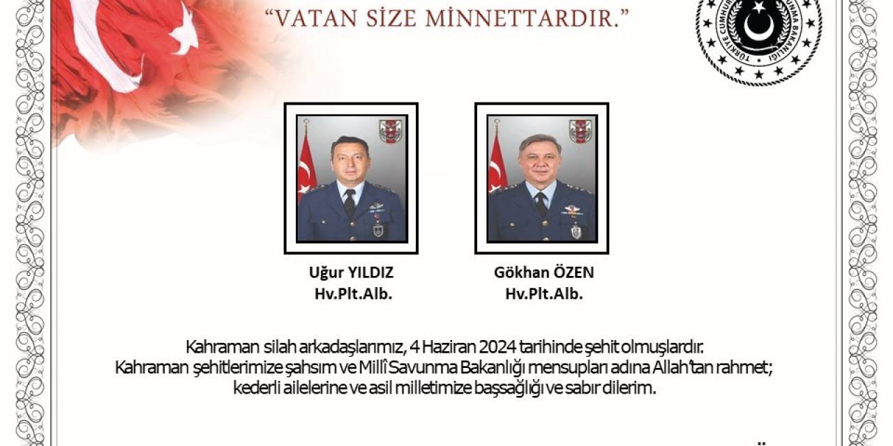 Kayseri’de Şehit Olan Pilotların Kimliği Belli Oldu