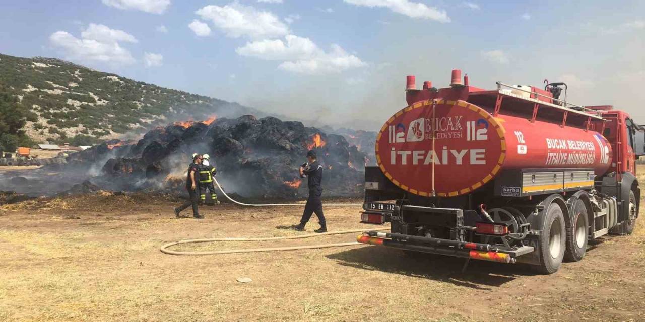 Burdur’da Çıkan Yangında 300 Ton Saman Balyası Kül Oldu