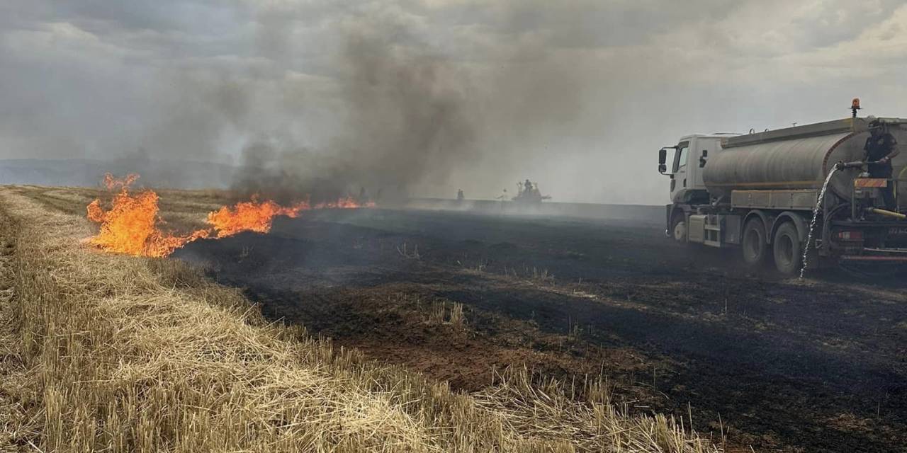 Cizre’de Düşen Yıldırımlar Yangına Neden Oldu, 360 Dönüm Buğday Küle Döndü