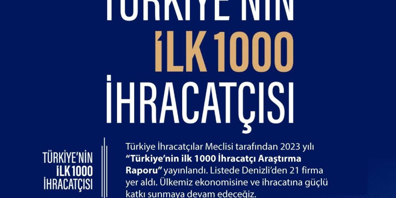 Denizli’den 21 Firma ’türkiye’nin İlk 1000 İhracatçı’ Arasında Yer Aldı