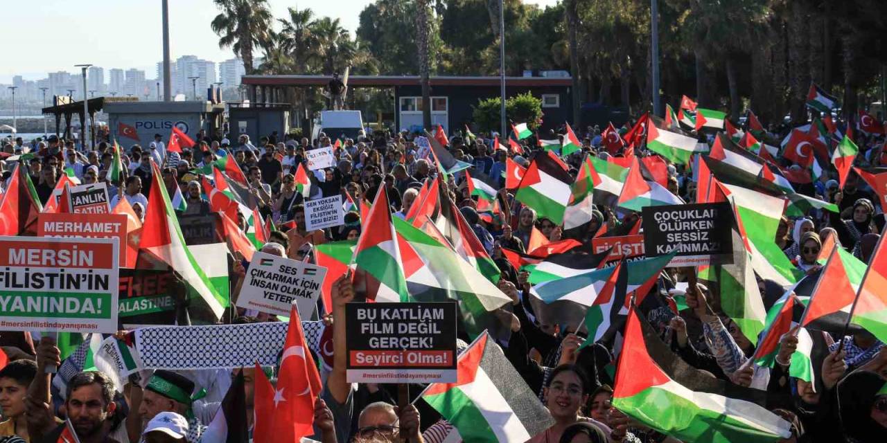 Mersin’de ’büyük Filistin Mitingi’ Düzenlendi