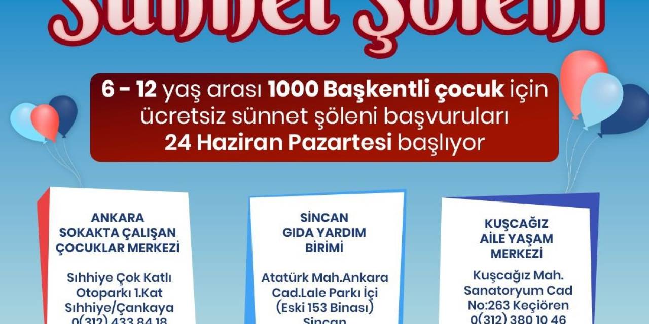 Ankara Büyükşehir ‘Toplu Sünnet Şöleni’ İçin Kayıtlar Başlıyor