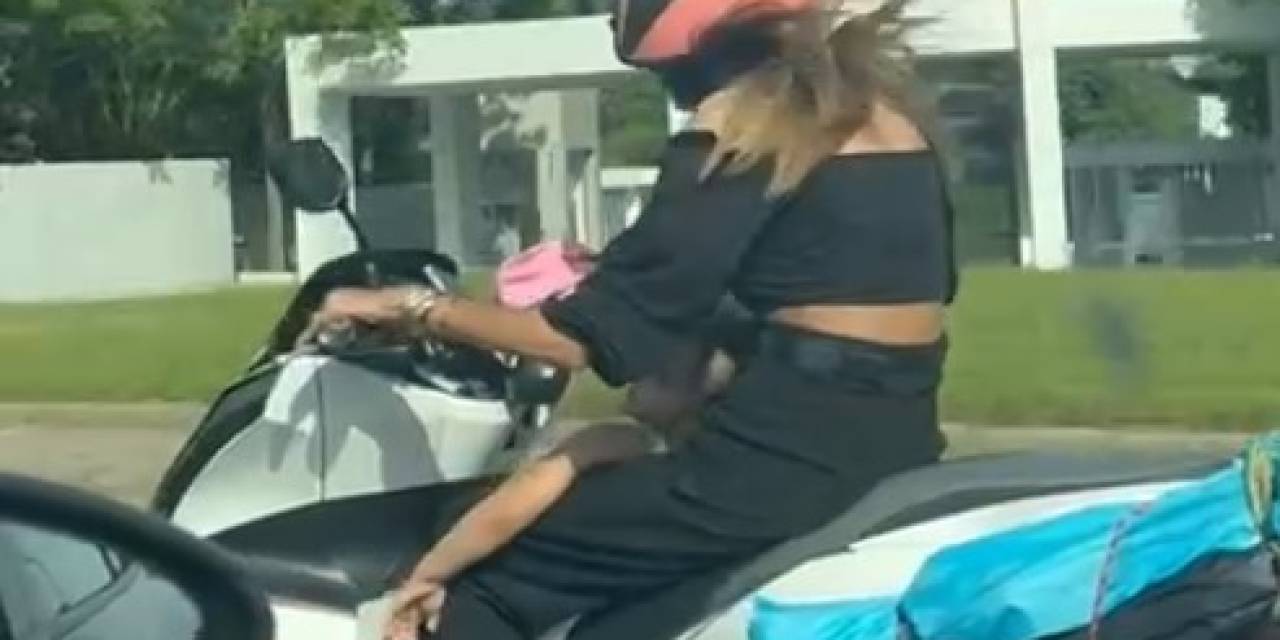 Sarıyer’de Motosikletli Kadının Uyuyan Çocukla Tehlikeli Yolculuğu Kamerada