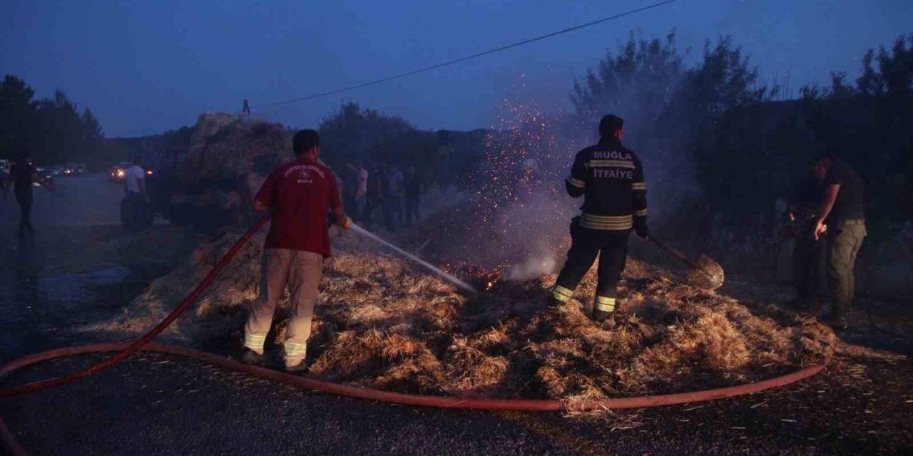 Menteşe’de Hareket Halindeki Traktör Yandı