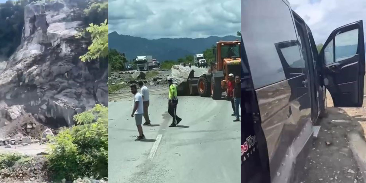 Hopa’da yamaçtan kopan kayalar seyir halindeki araca isabet etti: Karayolu ulaşıma kapandı