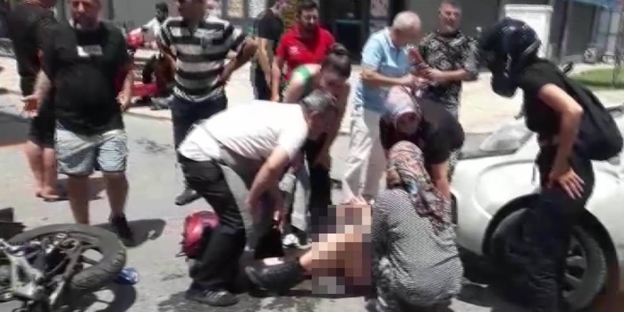 Otomobille Çarpışan Motosikletin Sürücüsü Yaralandı, Esnaf Önlem İstedi