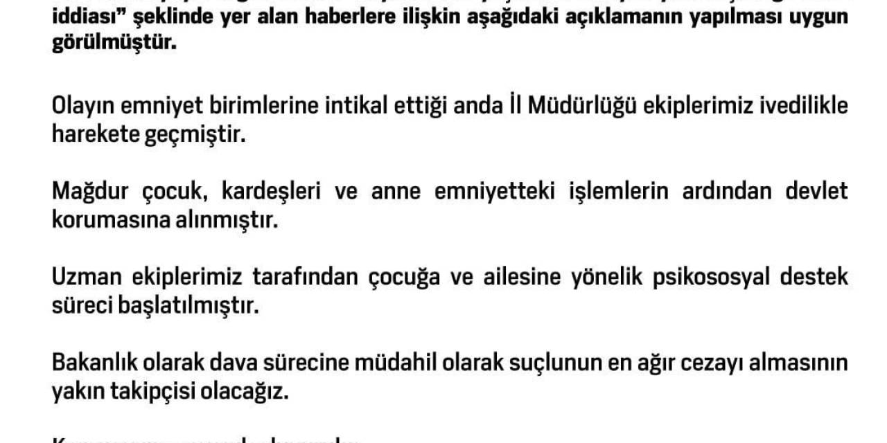 Aile Ve Sosyal Hizmetler Bakanlığı’ndan Kayseri’deki Taciz İddialarına İlişkin Açıklama