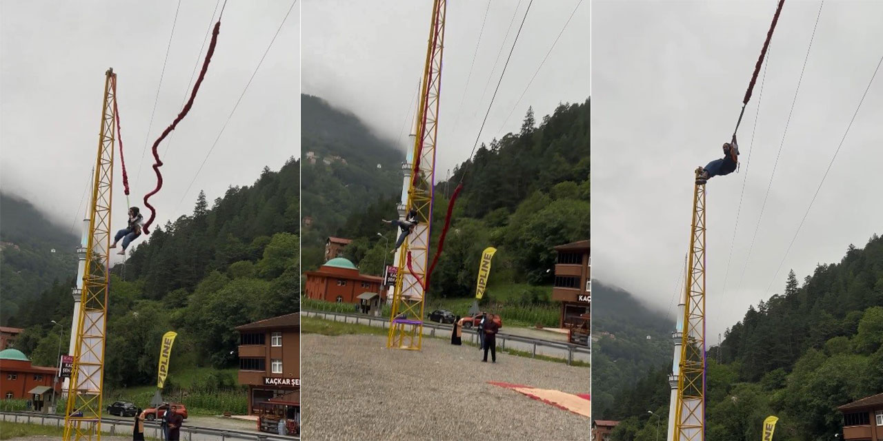 Uzungöl’de insan sapanında yürekleri ağza getiren kaza